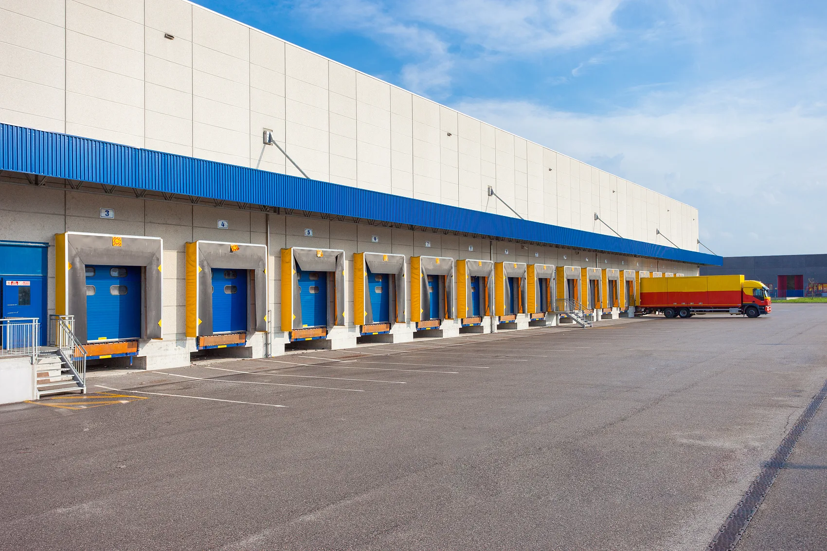 Exterior of Large Cold Storage Facility with Loading Docks