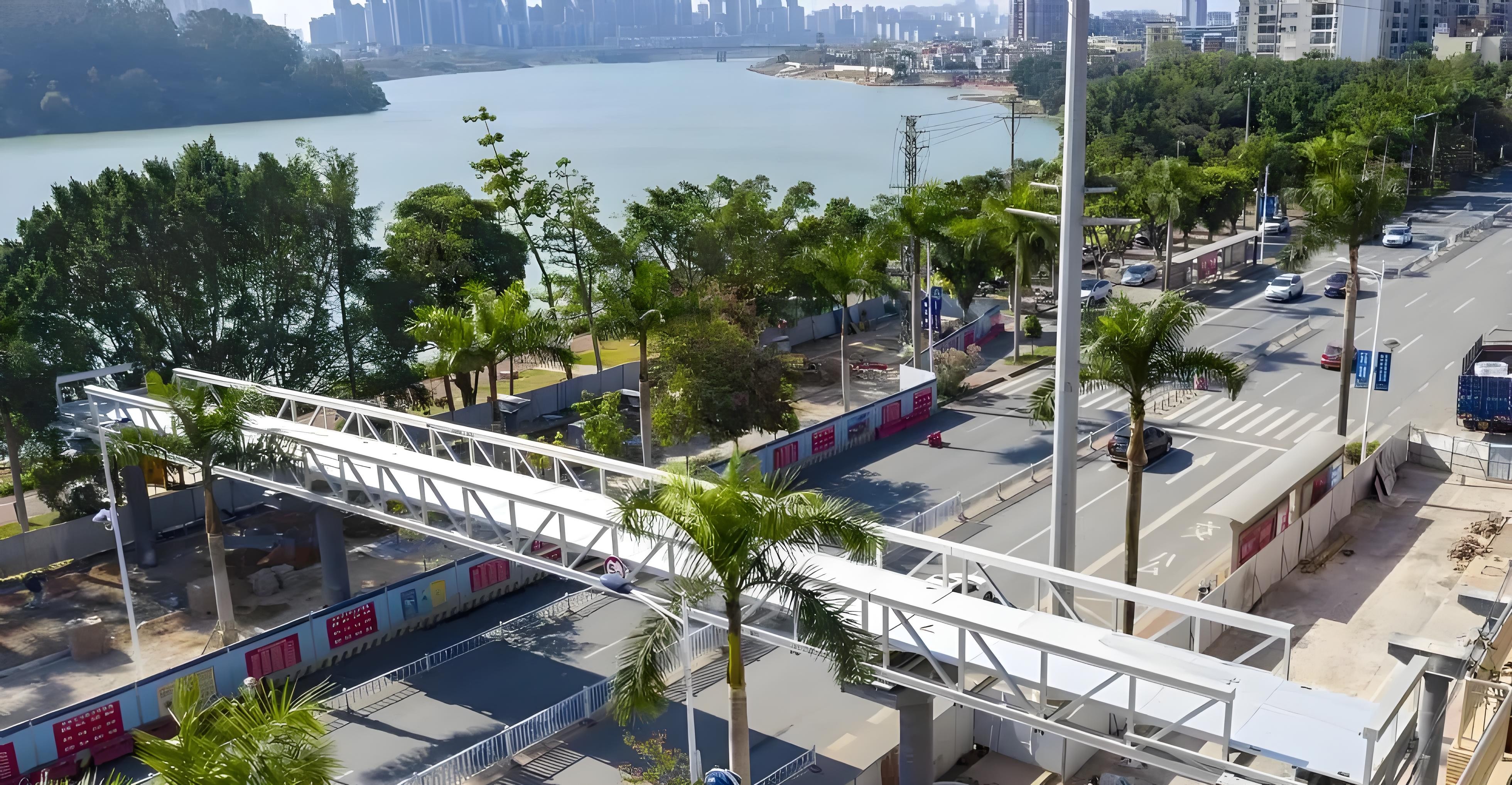 Urban pedestrian bridge view