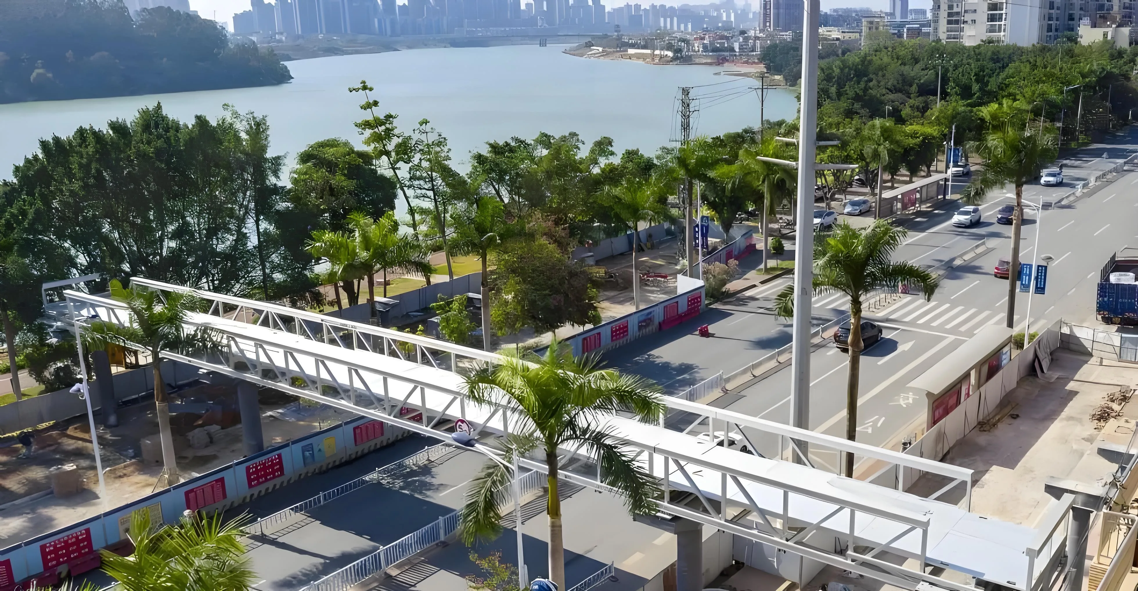 Urban pedestrian bridge view