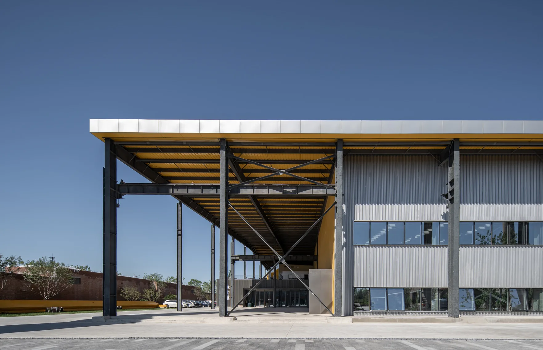 Exterior architecture of the steel structure stadium