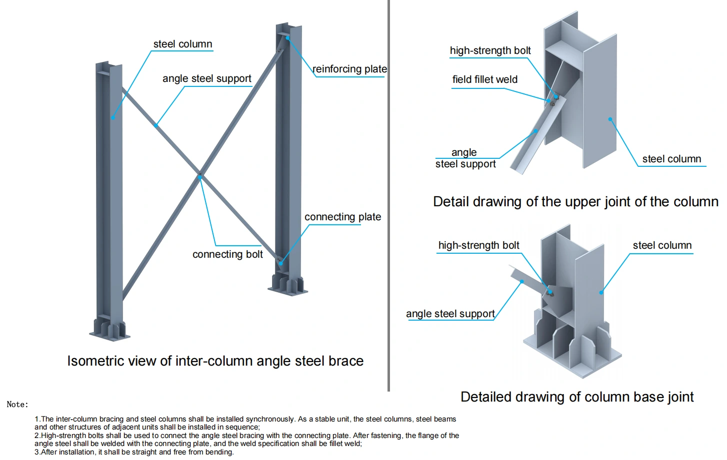 Structural Layout Plan Highlighting Column Bracing, Roof Horizontal Truss, and Struts