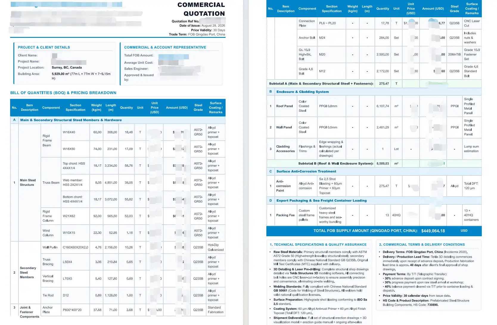 Forensic audit of structural steel Bill of Quantities comparing 3D BIM model takeoffs with fabrication drawings